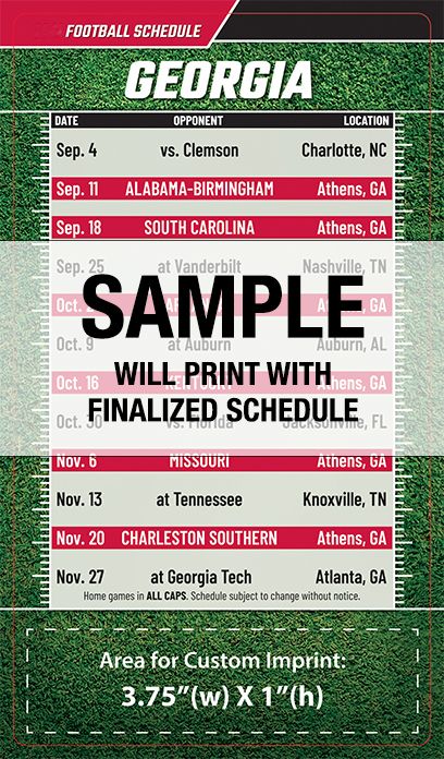 ReaMark Products: Georgia Full Magnet Football Schedule